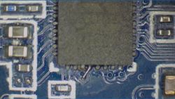 Close-up of a modified CB3S module board with exposed soldered connections.