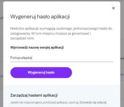 Yahoo environment dialog box for generating application passwords.