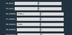 Module settings window with PWM configuration for channels highlighted.