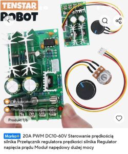 Moduł sterowania silnikiem DC 10–60V z pokrętłem i płytką elektroniczną