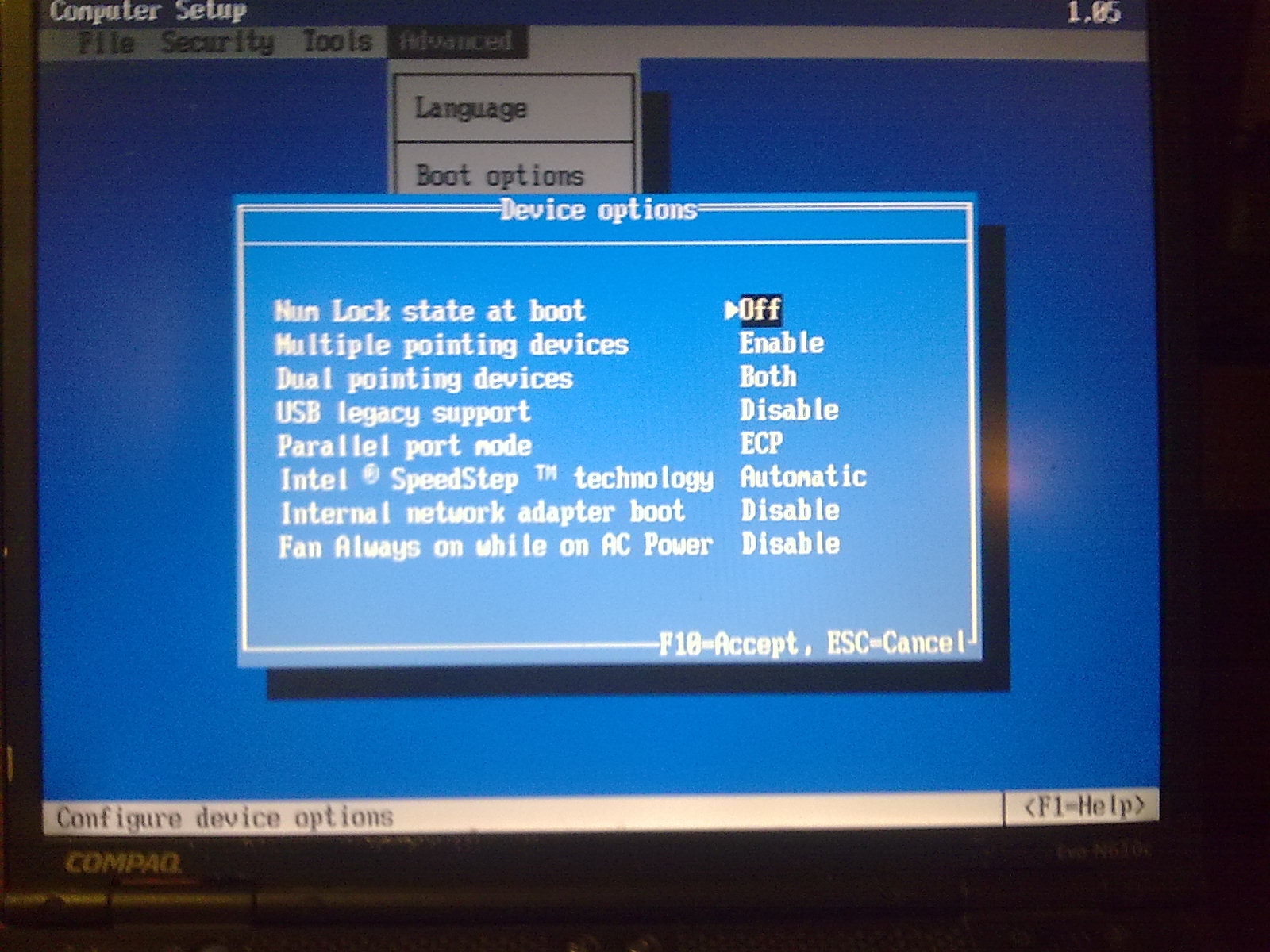 Compaq evo 610c, boot mode, nie można wejść do instalatora