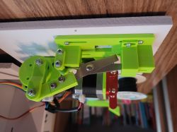 Wire Cutting Mechanism with 3D Printed Parts View of the wire cutting mechanism with 3D printed components.