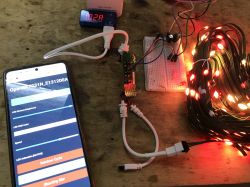 WS2812 LED Set with OpenBeken Controller Connected WS2812 LED set with OpenBeken controller and visible smartphone app.