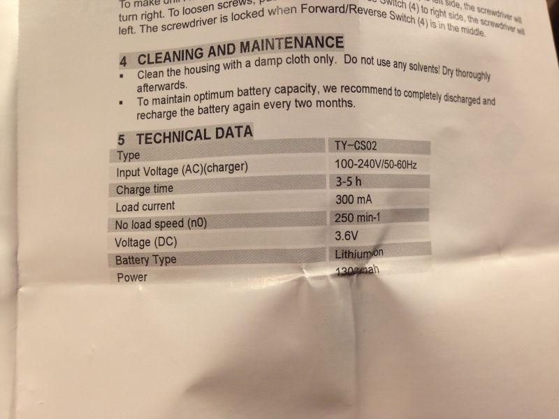 Instrukcja obsługi z danymi technicznymi wkrętaka elektrycznego.