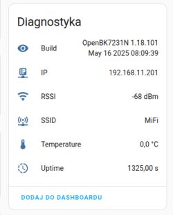 OpenBeken Diagnostics Issue in Home Assistant Screenshot of Home Assistant diagnostics section for an OpenBeken device showing missing readings.