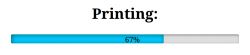 Printing Progress Bar Printing progress bar showing 67%.
