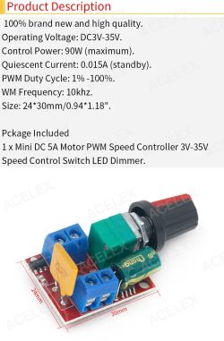 Sterownik PWM z potencjometrem, złącza śrubowe i kondensatory na płytce PCB