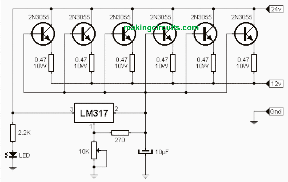 2n3055 pass transistor schematic