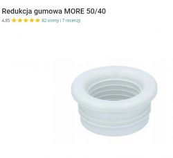 Biała redukcja gumowa, produkt MORE 50/40, przedstawiona na białym tle.