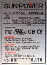 Sun-Power model: KP-150 - padł element oznaczony na płycie PCB jako TH1