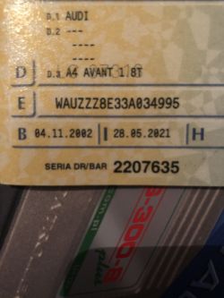 Audi a4 b6 2002 1.8T - Brak naklejki i książki serwisowej, a błotnik do wymiany