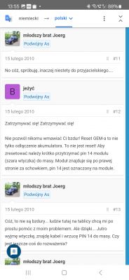 Zrzut ekranu z forum na temat problemów z modułem GEM w samochodzie