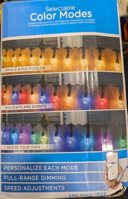 Jasco Enbrighten Cafe WiFi Packaging: Color Modes Packaging of Jasco Enbrighten Cafe WiFi lights with various color modes.