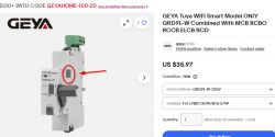 Geya GRD9L-W Switch with WiFi Module Geya GRD9L-W switch with WiFi module, with a button clearly indicated in the image.