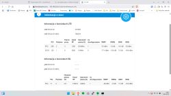 Zrzut ekranu panelu zarządzania routerem pokazujący szczegółowe parametry połączenia LTE i 5G sieci Plus na urządzeniu ZTE 889.