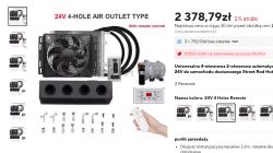 Przenośna klimatyzacja 24V z czterema otworami wylotowymi i pilotem na Aliexpress.