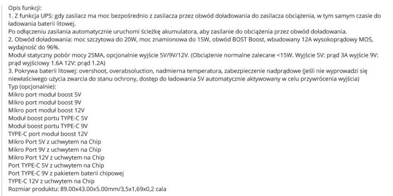 UPS wersja 2 - 5V 2A dla 9V 1,6A a dla 12V 1,2A na akumulatorki 2x18650