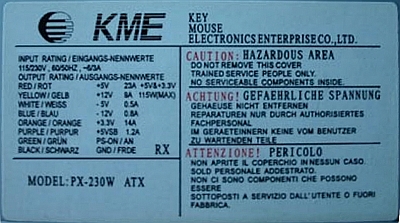 KME PX-230 ATX - zasilacz nie startuje z przyciskiem, działa na zwarciu zielonego