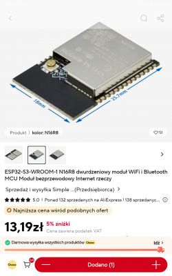 ESP32-S3-WROOM-1 N16R8 WiFi and Bluetooth module displayed with dimensions 25.7 mm by 18 mm.