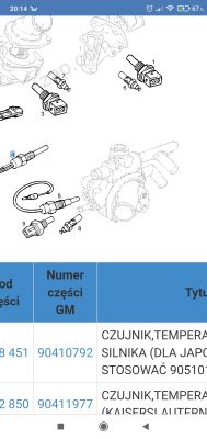 Opel Astra f 1.7 td isuzu podłączenie czujnika temperatury