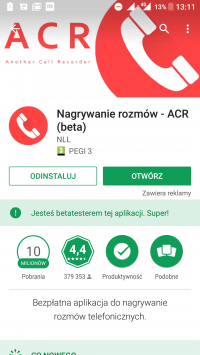 Samsung Galaxy Xcover (GT-S7710)-All Call Recorder, instalacja.