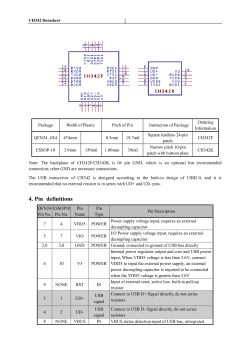 Pin diagrams of CH342F and CH342K chips with detailed pin definition table