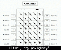 Schemat połączeń diod w wyświetlaczu LED GQX-1035N 5x7?