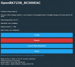 User interface of OpenBK7238 with technical data.