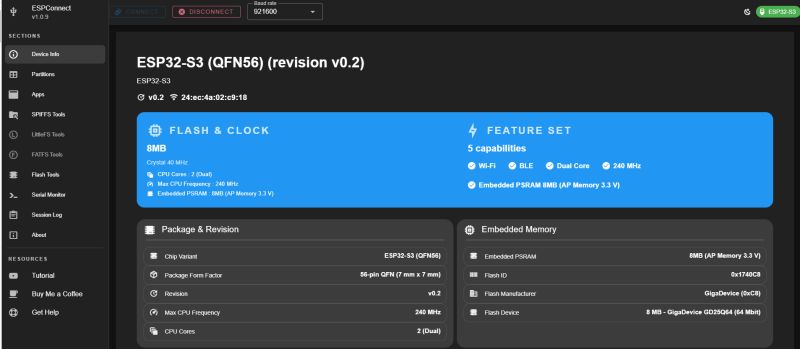ESPConnect - a convenient tool for ESP8266/ESP32 in the browser - flash, partitions, information