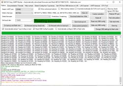 Screenshot of BK7231 Easy UART Flasher showing Reading success! and detailed memory read log.