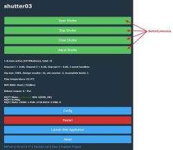 Control panel shutter03 with green and blue buttons for operating a shutter system.