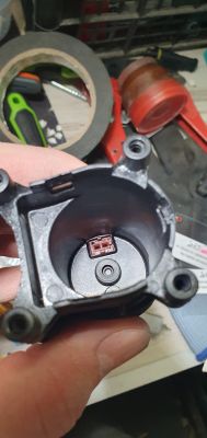 Interior of a Car Pump Housing Interior of a car pump part with a visible seal mounting spot.