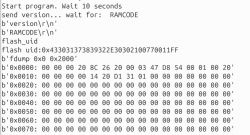 Screenshot showing terminal command results related to flash memory reading.
