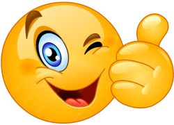 Smiling emoji with thumbs up and one eye winking