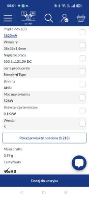 Specyfikacja diody LED CLU058-3618C4-40AL7K3 na stronie sklepu internetowego