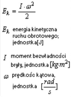 Wzór na energię kinetyczną ruchu obrotowego.