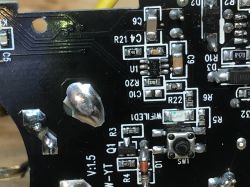 Close-up of PCB Components in Woox R4027 Power Strip Close-up of a PCB with electronic components.