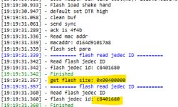 Screenshot of a console with logs of a flash memory read process.