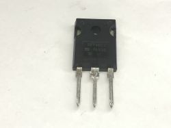 Power transistor in a TO-247 package with three leads on a light background