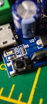 Close-up of a circuit board with electronic components.