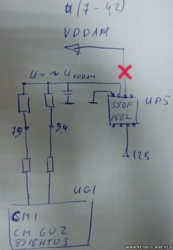 Schemat z ręcznie narysowanymi komponentami i oznaczeniami do naprawy matrycy LCD.