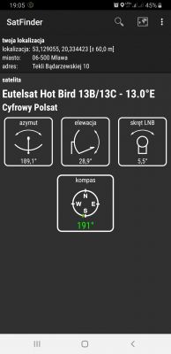 Jakość zero siła 80 przy idealnie ustawionym azymucie wedlug SatFinder