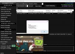 Zrzut ekranu programu Rookie Sideloader pokazujący błąd NO DEVICE MODE.