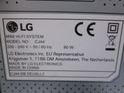 Jaka grubość kabla do mini wieży LG CJ44 (480 W RMS)?