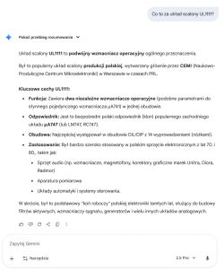 Zrzut ekranu rozmowy w Gemini z opisem układu scalonego UL1111