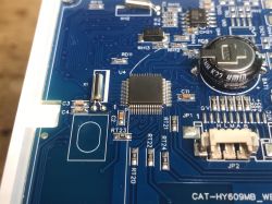 Interior of HY609 Room Thermostat - Electronic Module Internal module of the HY609 room thermostat with electronic components
