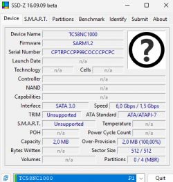 Screenshot of SSD-Z program showing details of a malfunctioning Goodram CX100 120GB SSD.