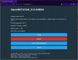 OpenBK7231N control panel with diagnostic information.