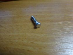Rounded Head Screw on Wooden Surface Screw with rounded head lying on a wooden surface.