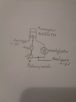 Budowa układu chłodzenia z wentylatorem i czujnikiem do zasilacza 100W